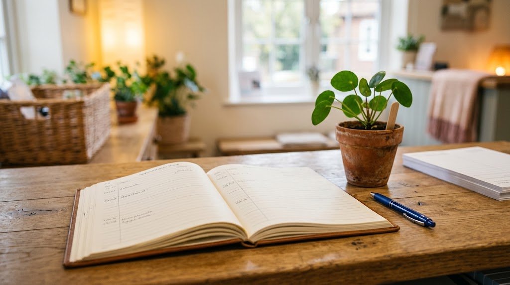 Dierenartspraktijk receptie met afsprakenboek
