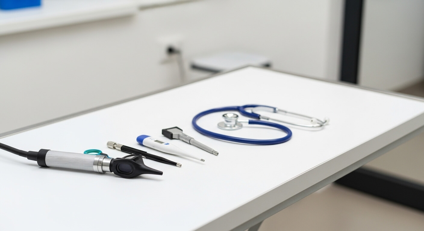 Veterinaire onderzoekstafel met instrumenten