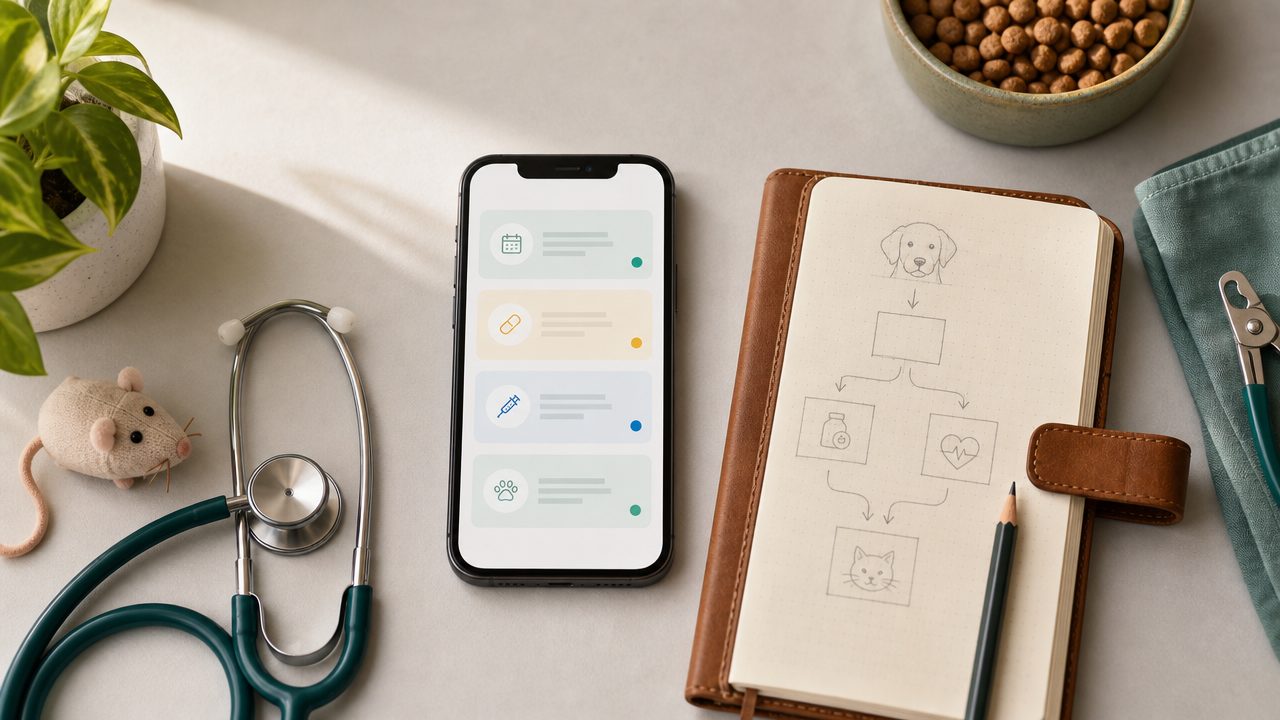 Flat-lay automatisering tools voor dierenartsen