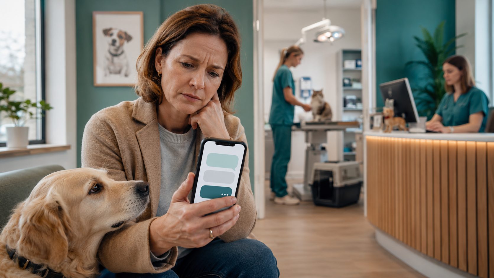 AI chatbot voor dierenartsen — homeowner stelt vraag via chat