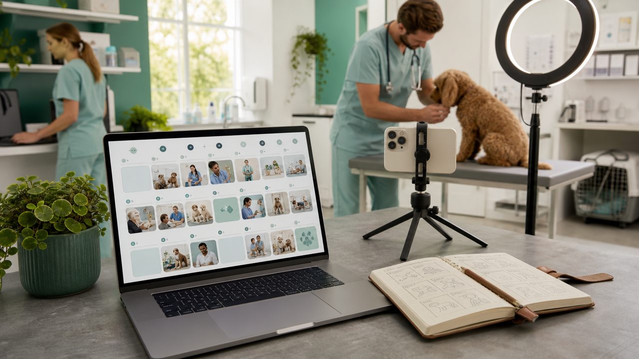 Content planner met ring-light setup